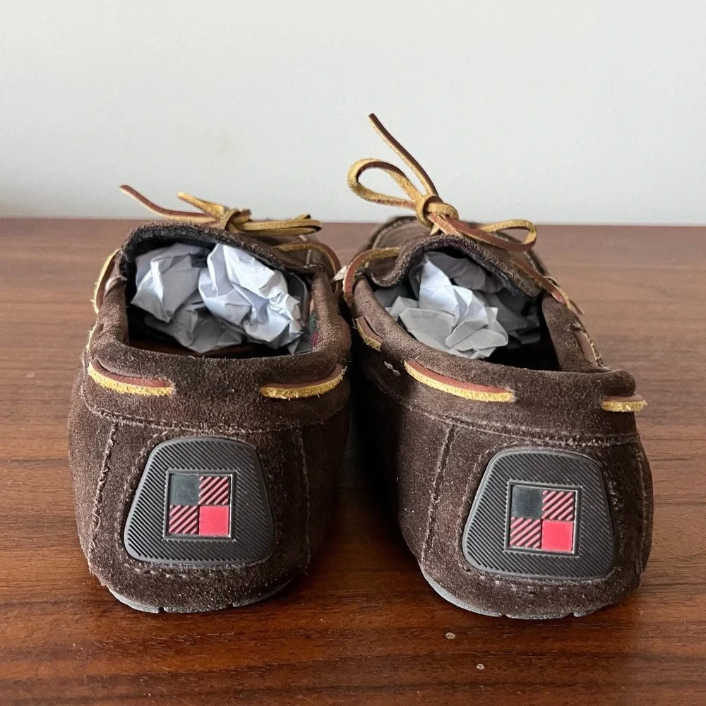 Woolrich Suede Moccasin Slippers Brown Leather Lace Mens‎ Size 9